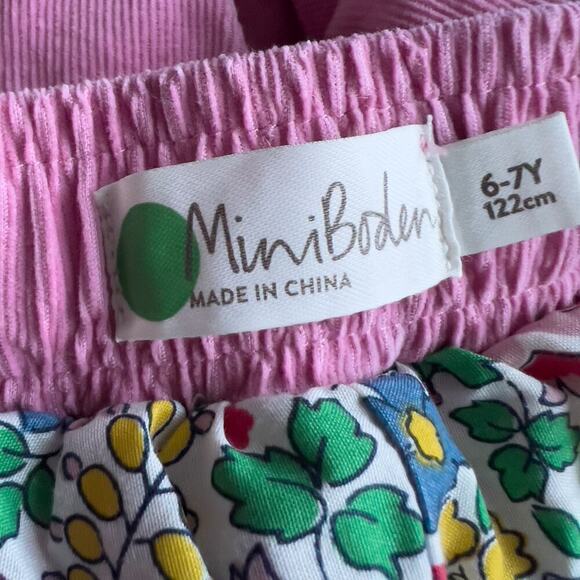 Mini Boden Corduroy Circle Skirt Pink Floral Flowers Elastic Drawstring 6-7y - Picture 6 of 7